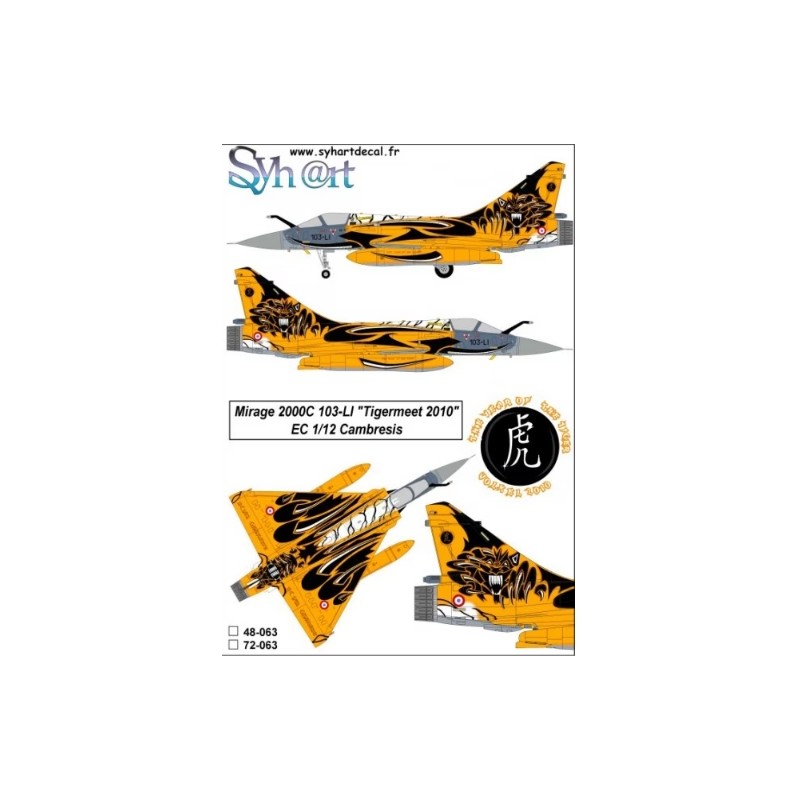 Syhart 1/48 Decals Mirage 2000C 103-LI "Tigermeet 2010" EC 1/12 Cambresis