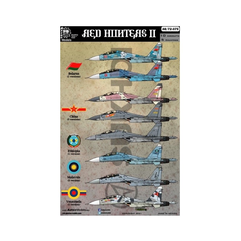 Aztec Models 1/48 Decals Red Hunters Sukhoi Su-27, Su-30 & J-16D