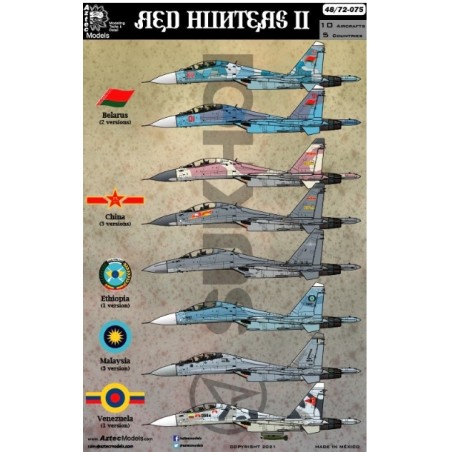 Aztec Models 1/48 Decals Red Hunters Sukhoi Su-27, Su-30 & J-16D