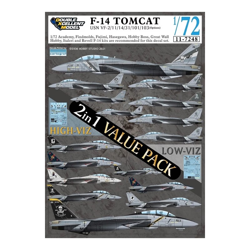 DXM Decals 1/72 USN F-14A/B/D Value Pack decal set