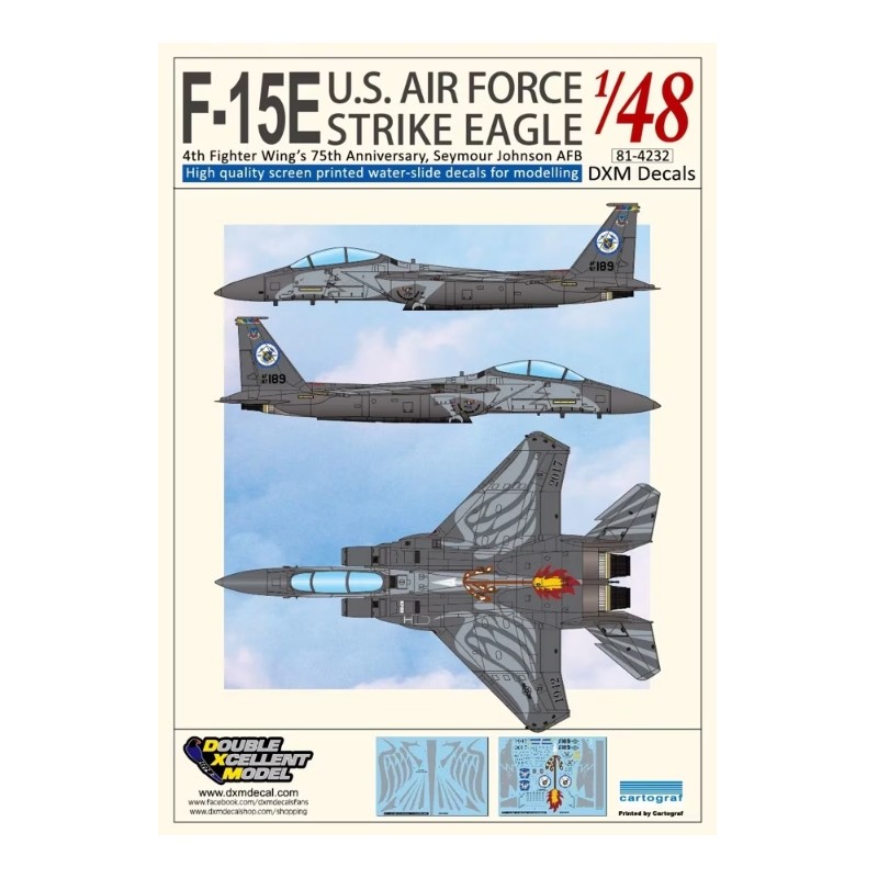 DXM Decals 1/48 F-15E U.S. Air Force Strike Eagle 4th Fighter Wing's 75th Anniversary, Seymour Johnson AFB