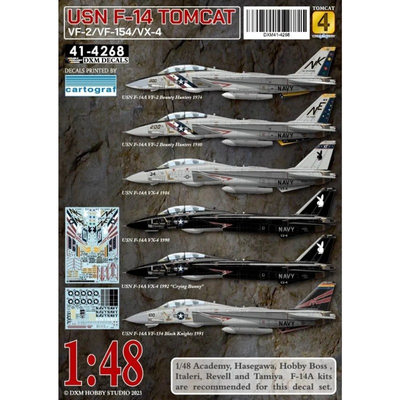 DXM Calca 1/48 USN F-14A VF-2/VX-4/VF-154 Tomcat Collection 4