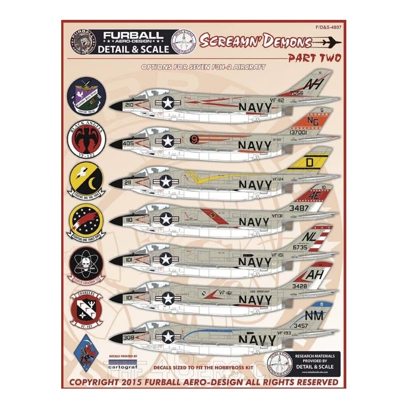 Furball 1/48 decals "Screamn' Demons Part II" includes options for seven F3H-2 Demons