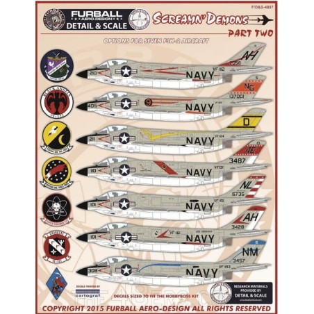 Furball 1/48 decals "Screamn' Demons Part II" includes options for seven F3H-2 Demons