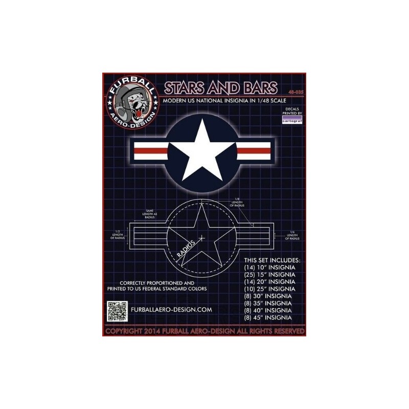 Furball 1/48 decals  95 correctly proportioned modern (post 1947) US National Insignia.