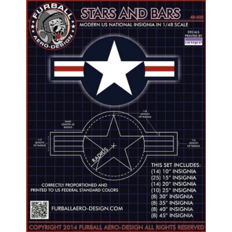 Furball 1/48 decals  95 correctly proportioned modern (post 1947) US National Insignia.