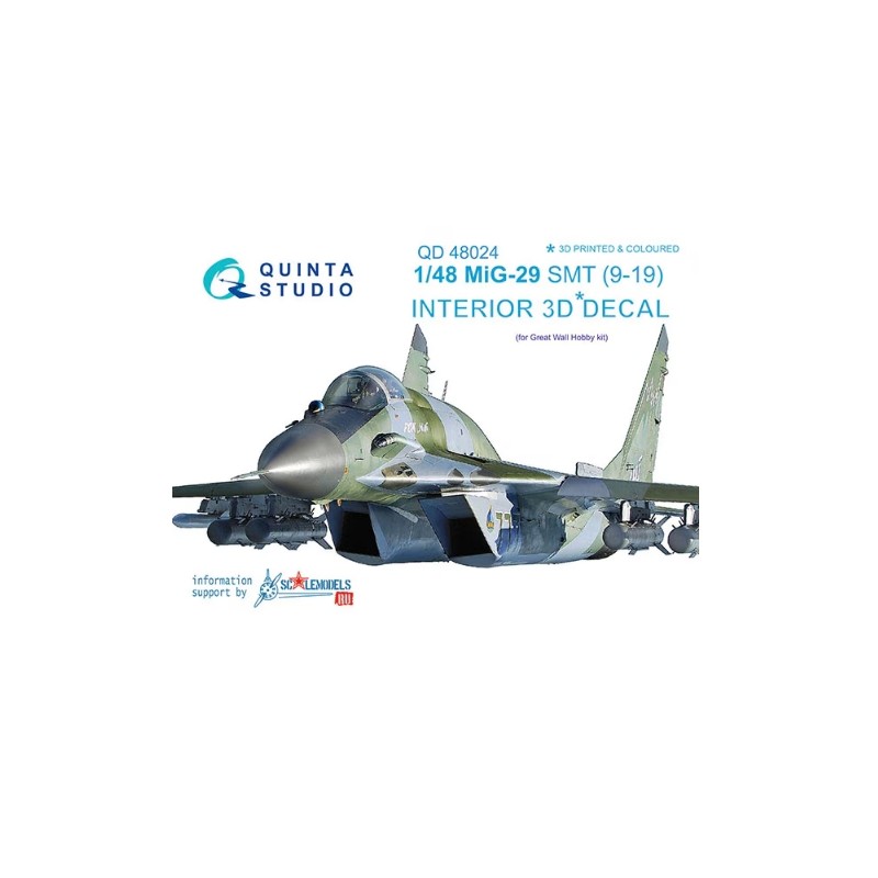 Quinta Studio 1/48 MiG-29SMT (9-19) 3D-Printed & colored Interior (GWH kits)