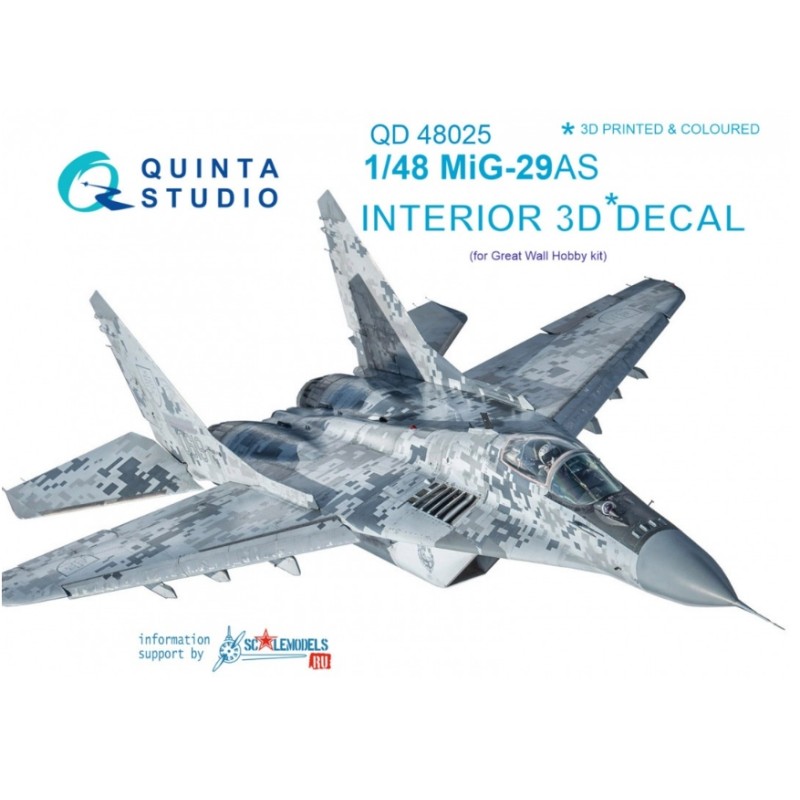 Quinta Studio 1/48 MiG-29AS (Slovak AF version) 3D-Printed & colored decal interior (for GWH kits)