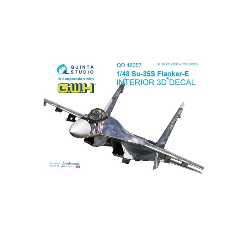 Quinta Studio 1/48 Su-35S Interior 3D Decal (GWH)