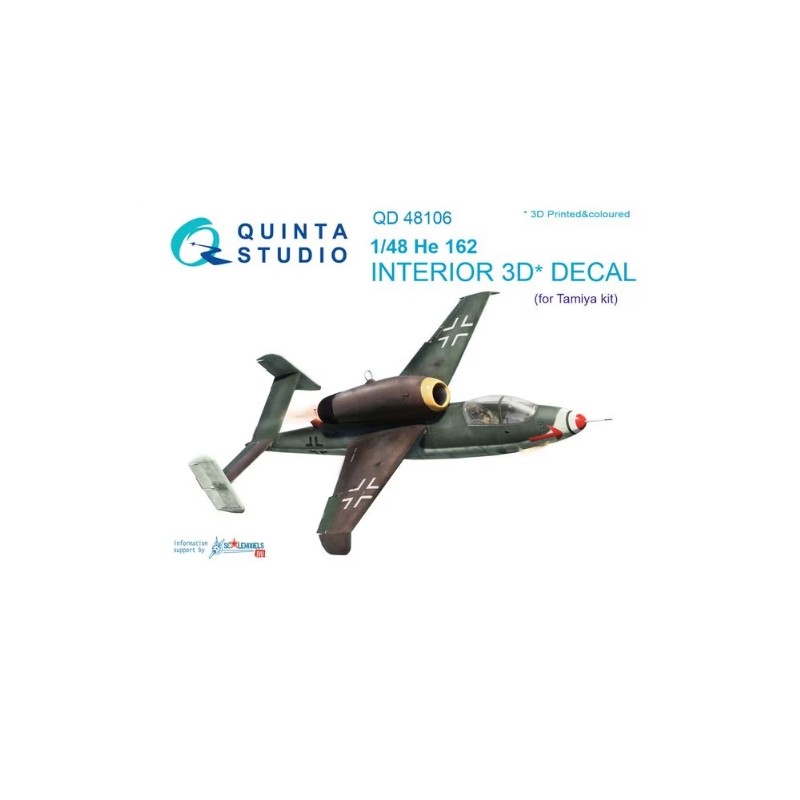 Quinta Studio 1/48 He 162 interior 3D decals (tamiya)