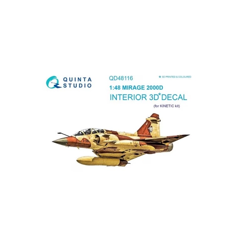 Quinta Studio 1/48 Mirage 2000D interior 3D decals (Kinetic)