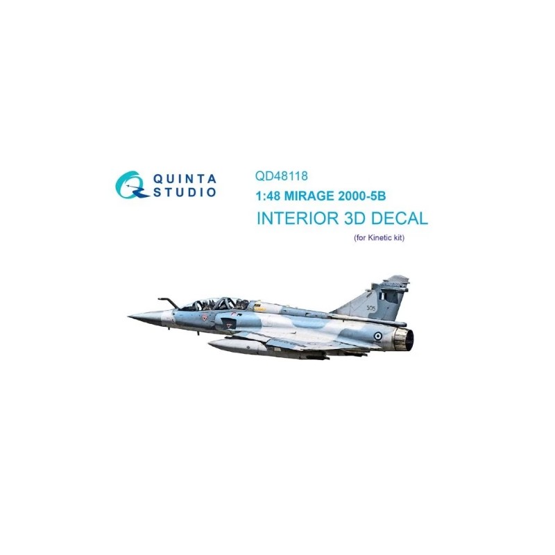 Quinta Studio 1/48 Mirage 2000-5B interior 3D decals (Kinetic)