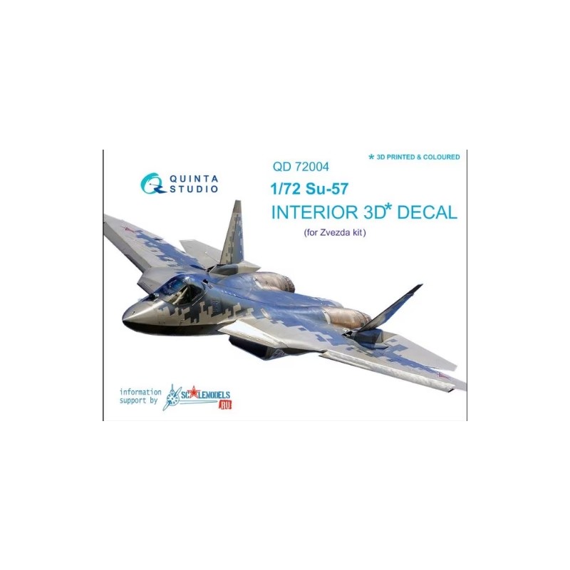 1/72 SU-57 3D-Printed & coloured Interior on decal paper