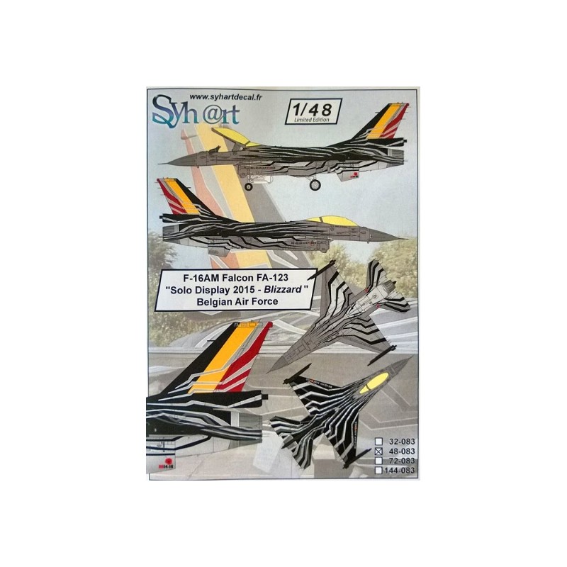 Syhart 1/48 decals General-Dynamics F-16AM Falcon FA-123 "Solo Display 2015 - Blizzard" Belgian AF