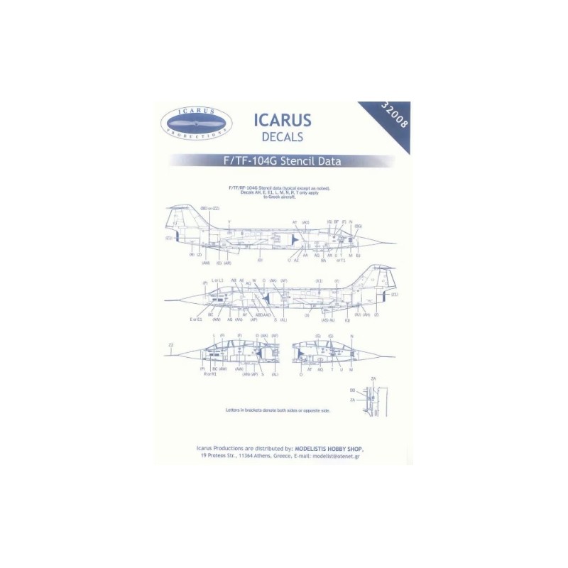 Icarus Productions 1/32 Lockheed F-104G Starfighter Stencil Data