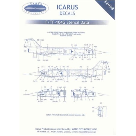 Icarus Productions 1/32 Lockheed F-104G Starfighter Stencil Data