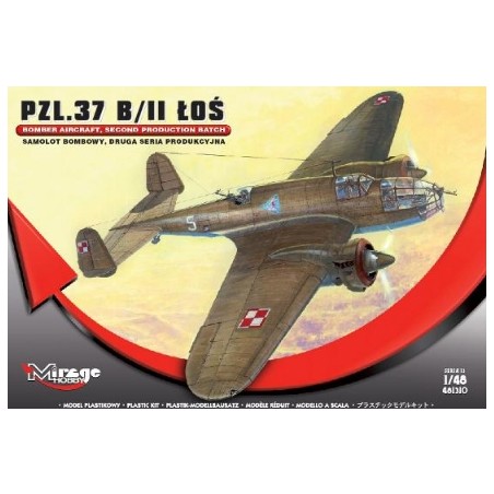 Maqueta del avión bombardero PZL.37 B/II Łoś en escala 1/48 de Mirage Hobby