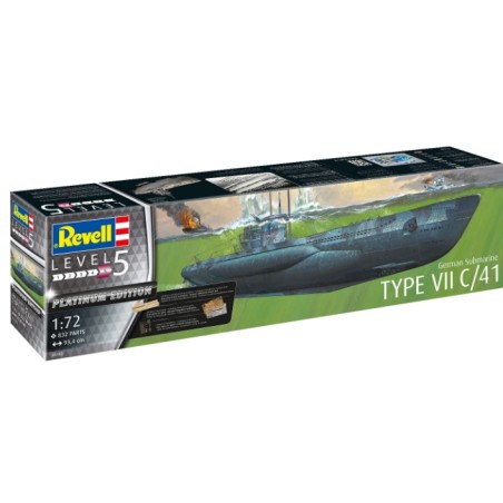 Maqueta del submarino alemán Type VII C/41 en edición platino a escala 1/72 del fabricante Revell.