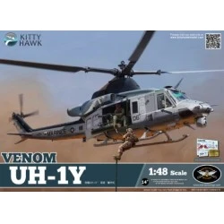 Maqueta a escala 1/48 del helicóptero UH-1Y Venom de Kitty Hawk, utilizado por el US Marine Corps