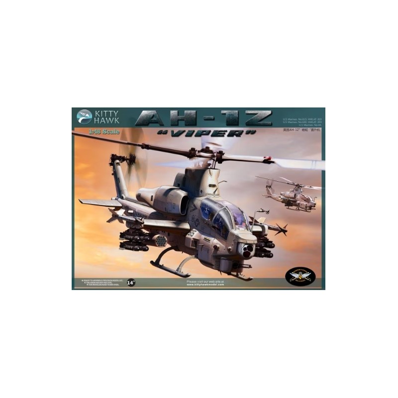 Maqueta AH-1Z Viper a escala 1/48 de Kitty Hawk, helicóptero de ataque detallado con accesorios y calcomanías