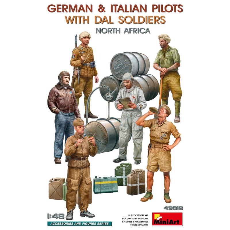 Figuras 1/48 de pilotos alemanes e italianos con soldados DAL - Miniart