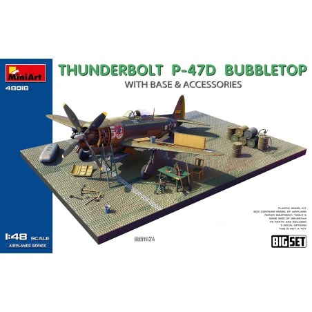 Maqueta a escala 1/48 del P-47D Thunderbolt Bubbletop con base y accesorios