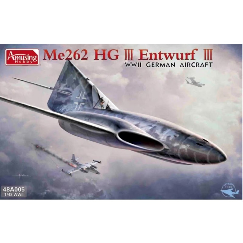 Maqueta Me 262 HG III 'Entwurf III' 1/48 de Amusing Hobby, kit sin montar