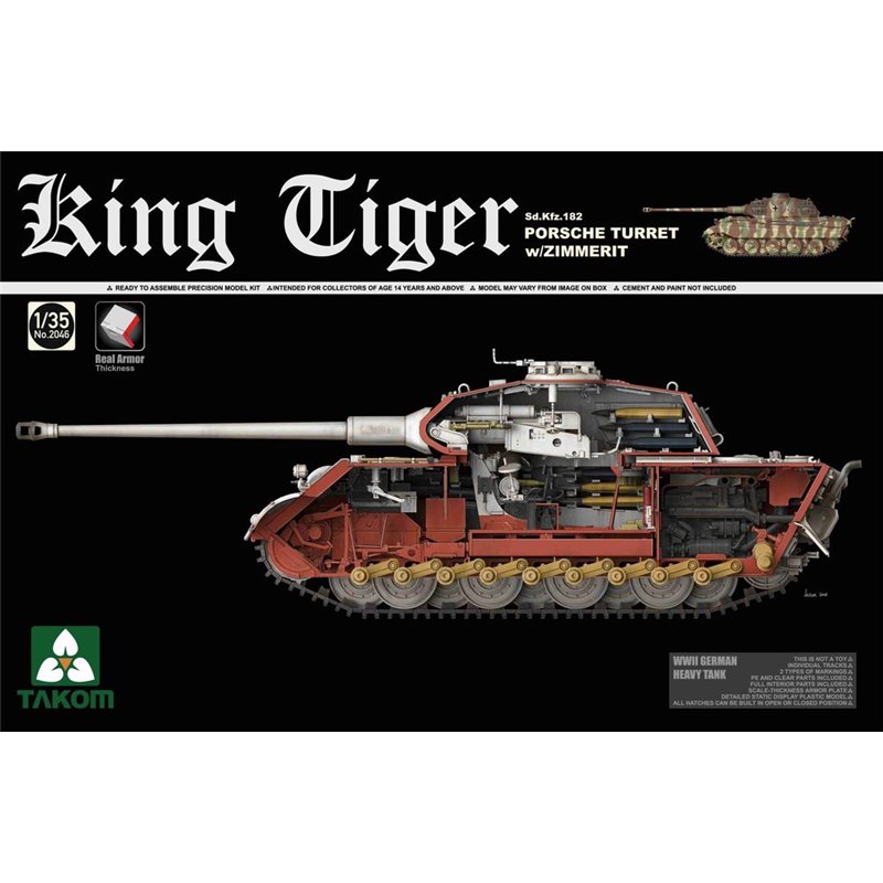 WWII German Heavy Tank Sd.Kfz.182 King Tiger Porsche Turret w/Zimmerit