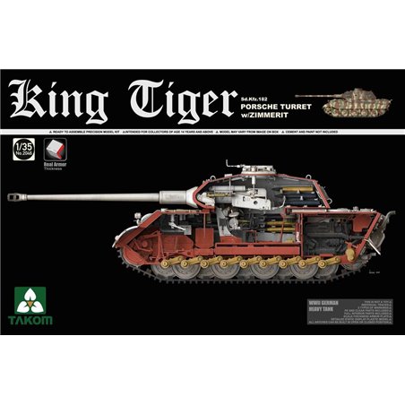 WWII German Heavy Tank Sd.Kfz.182 King Tiger Porsche Turret w/Zimmerit