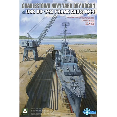 CHARLESTOWN NAVY YARD DRY DOCK 1 & USS DD-742 FRANK KNOX 1944