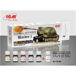 Acrylic paint set for German AFV WW2 (Marder I) 6 x12 ml