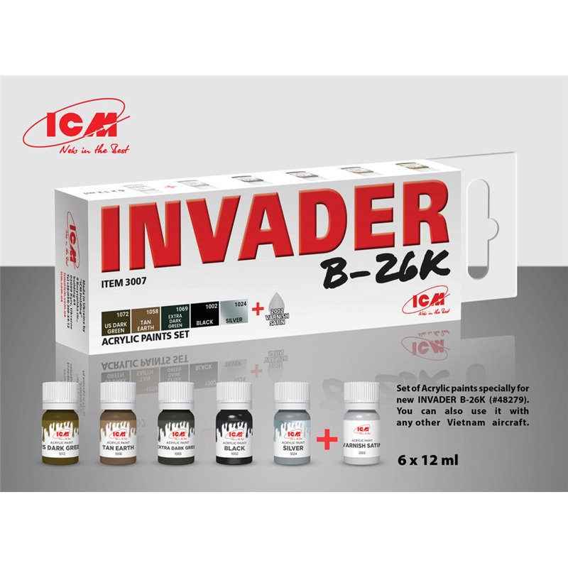 Acrylic paint set for Invader B-26K and other Vietnam aircraft 6 x12 ml