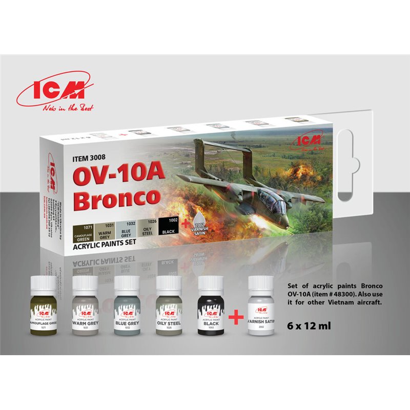 Acrylic paint set for OV-10A Bronco and other Vietnam aircraft 6 x12 ml