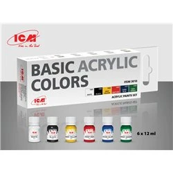 Acrylic paint set Basic acrylic colors 6 x12 ml