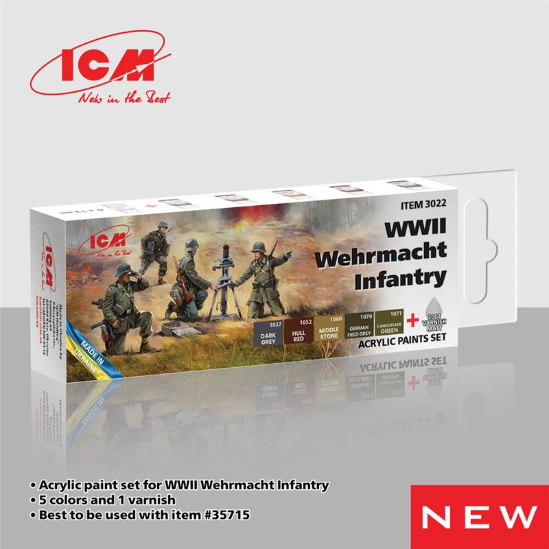 Acrylic Paint Set for WWII Wehrmacht Infantry 6 x 12 ml