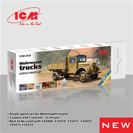 Acrylic paint set for Wehrmacht trucks 6 x 12 ml