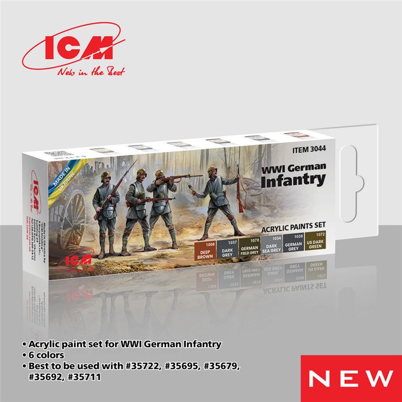 Acrylic paint set for WWI German infantry 6 x 12 ml