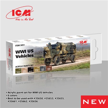 Acrylic Paint Set for WWI US military vehicles   6 x12 ml