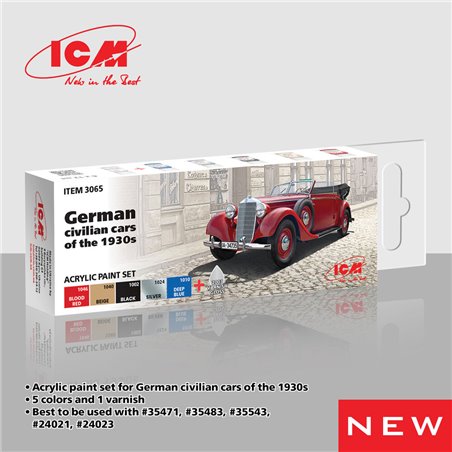 Acrylic Paint Set for  German civilian cars of the 1930s  6 x12 ml