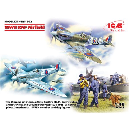 WWII RAF Airfield (Spitfire Mk.IX,Spitfire MkVII,RAF Pilots a Ground Pers(7 fig