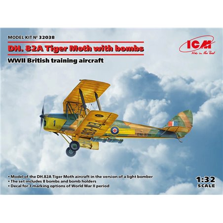 DH. 82A Tiger Moth with bombs, WWII British training aircraft