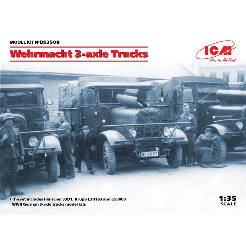 Wehrmacht 3-axle Trucks (Henschel 33D1, Krupp L3H163, LG3000)