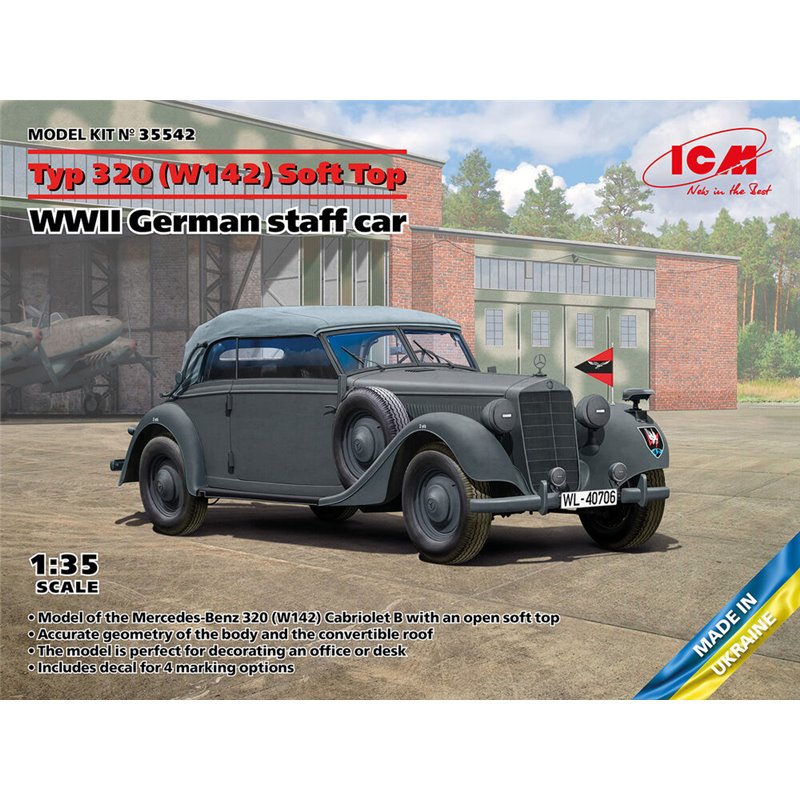 Typ 320 (W142) Cabriolet Soft Top, WWII German staff car