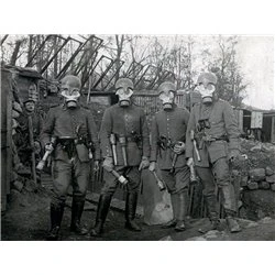 German Infantry in Gas Masks 1918