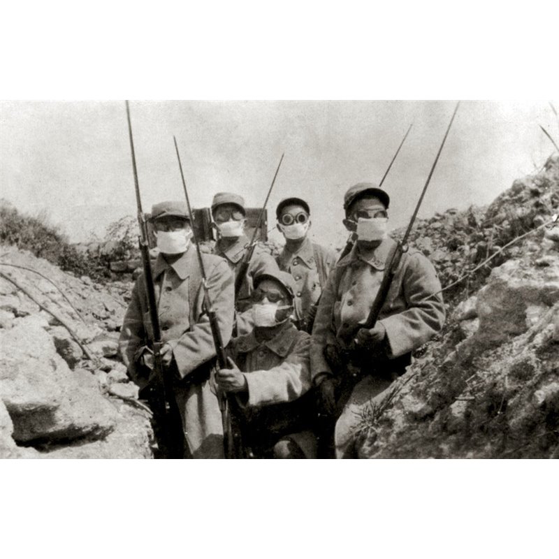 French Infantry in Gas Masks 1918