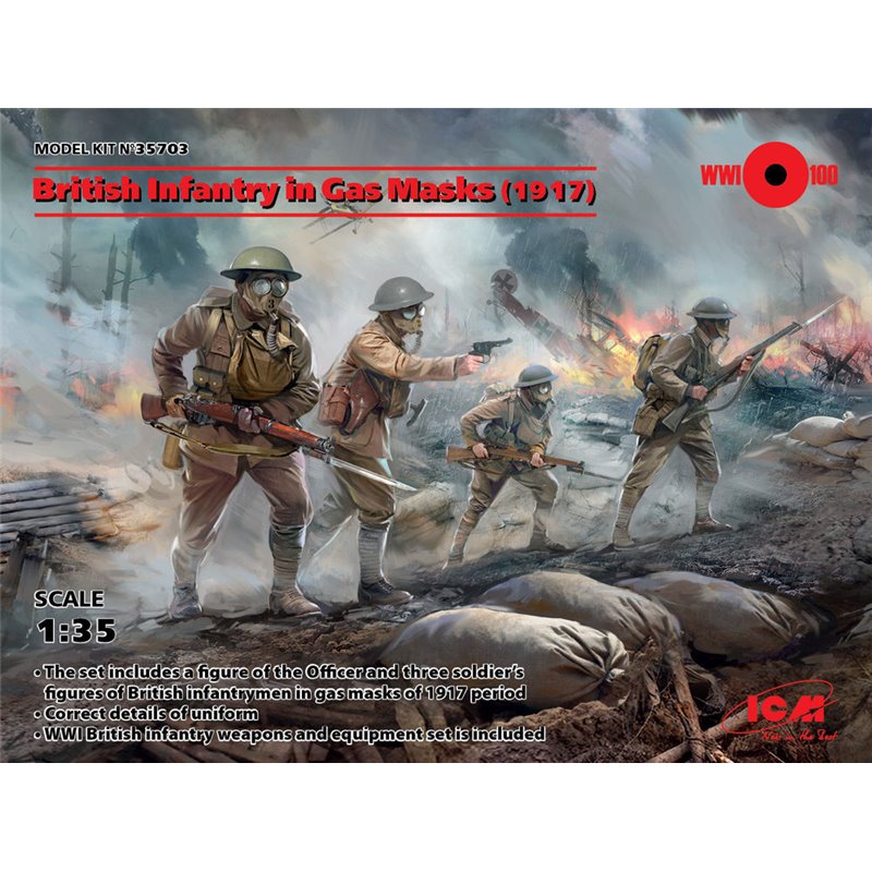 British Infantry in Gas Masks(1917)4 Figu