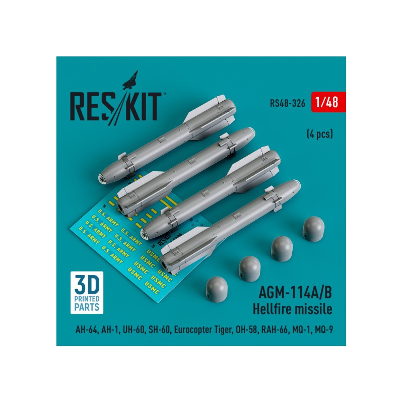 Reskit 1/48 AGM-114A/B Hellfire missiles (4 pcs)