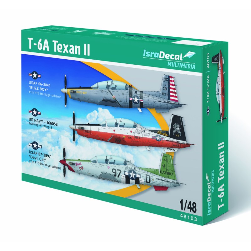 Maqueta 1/48 T-6A/B Texan II de la USAF y US Navy con piezas de plástico inyectado, resina, fotograbados y calcas.