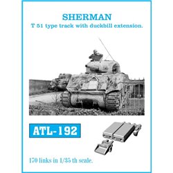 Tracks for SHERMAN T-51 type track with duckbill extension.