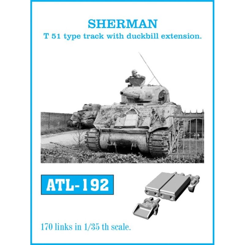 Tracks for SHERMAN T-51 type track with duckbill extension.